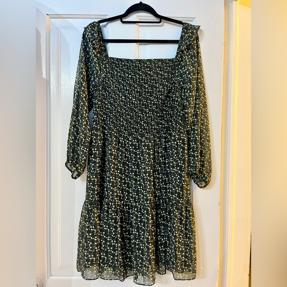 Sam Edelman Long Sleeve Smocked Dress Size 14